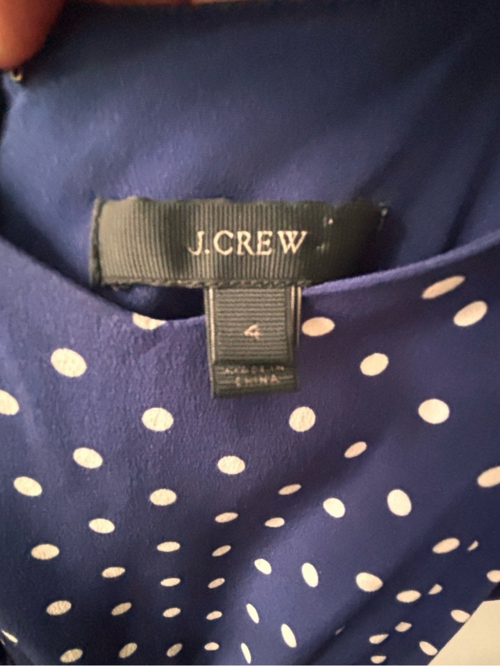 J. Crew Navy Blue Polka Dot 100% Silk Midi Dress SZ 4 Relaxed Fit Coquette - Picture 8 of 14